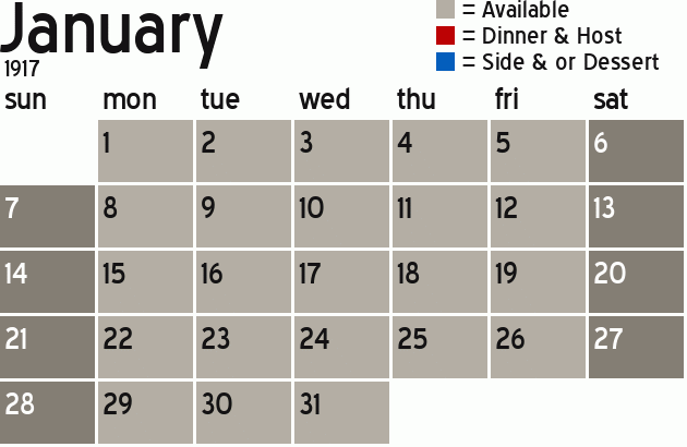 Missionary Dinner Calendar
