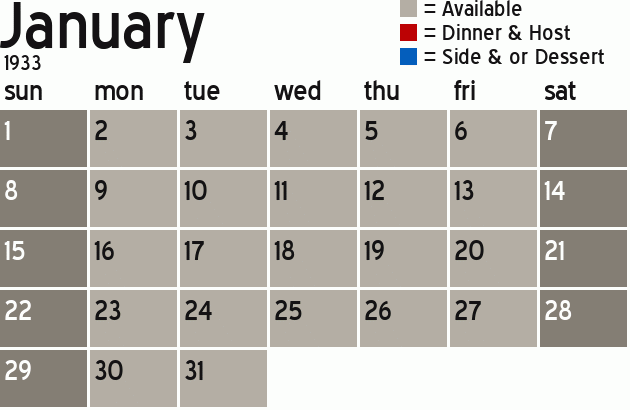 Missionary Dinner Calendar