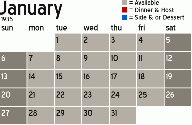 Missionary Dinner Calendar