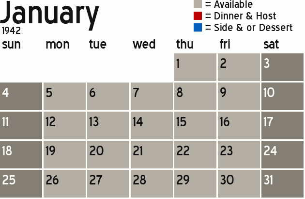 Missionary Dinner Calendar