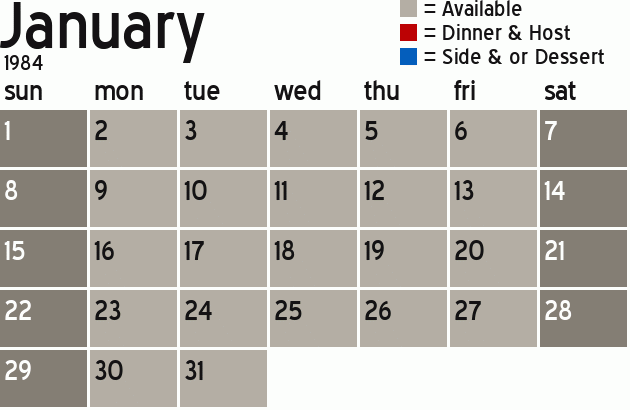 Missionary Dinner Calendar