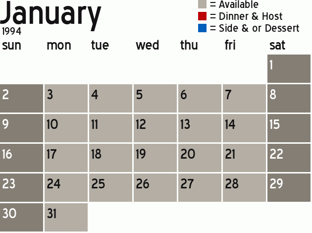 Missionary Dinner Calendar