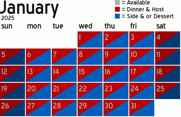 Missionary Dinner Calendar