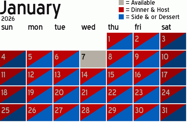 Missionary Dinner Calendar