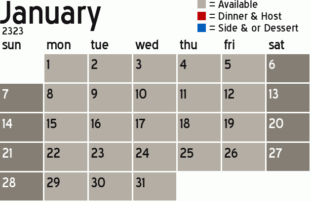 Missionary Dinner Calendar