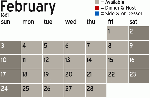 Missionary Dinner Calendar