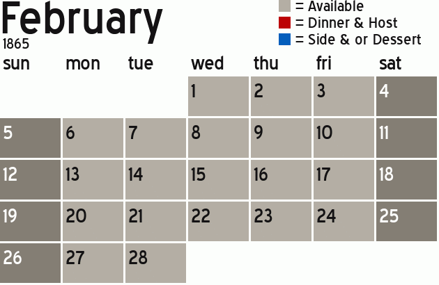 Missionary Dinner Calendar