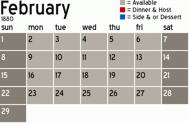 Missionary Dinner Calendar