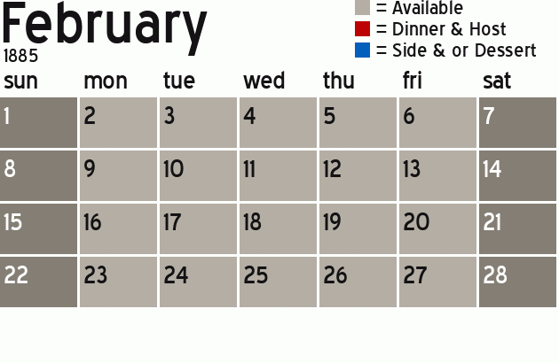 Missionary Dinner Calendar