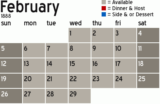 Missionary Dinner Calendar