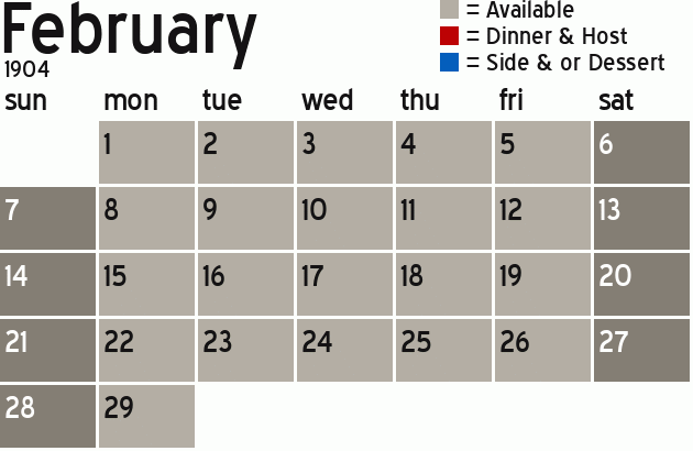 Missionary Dinner Calendar