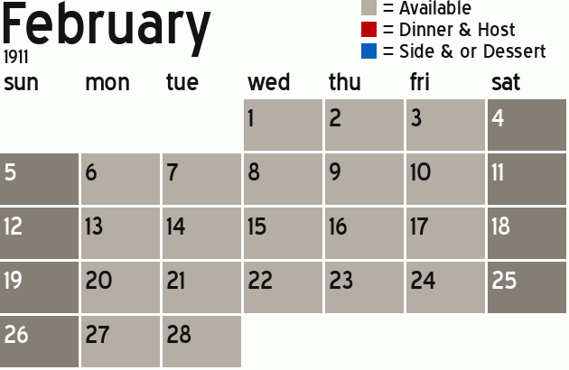 Missionary Dinner Calendar