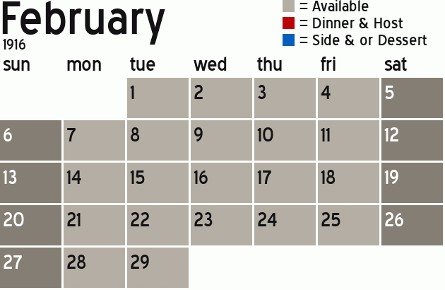 Missionary Dinner Calendar