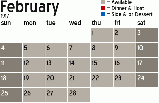 Missionary Dinner Calendar