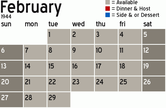 Missionary Dinner Calendar