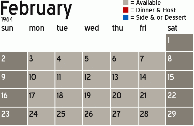 Missionary Dinner Calendar