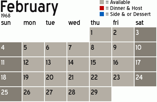 Missionary Dinner Calendar