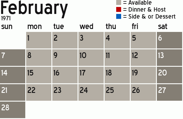 Missionary Dinner Calendar
