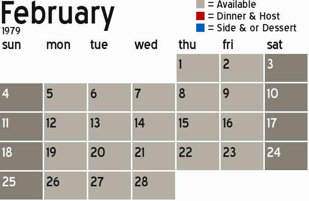 Missionary Dinner Calendar