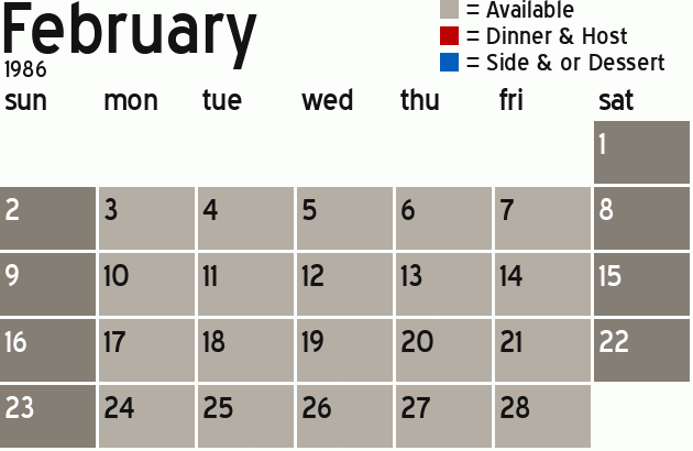 Missionary Dinner Calendar