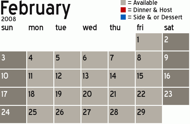 Missionary Dinner Calendar