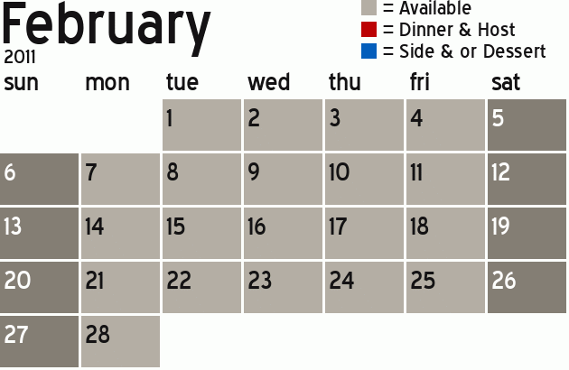 Missionary Dinner Calendar