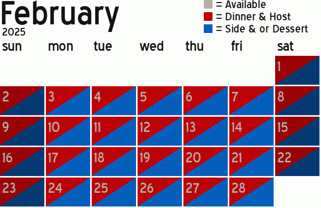 Missionary Dinner Calendar