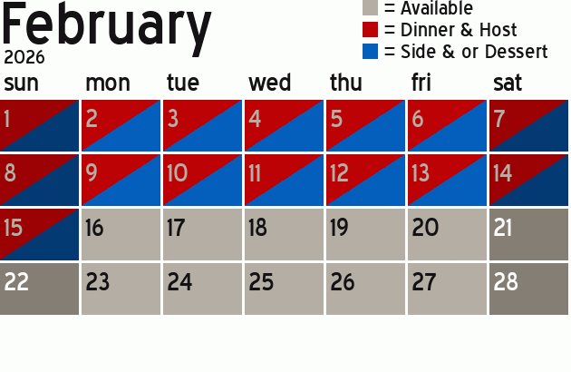 Missionary Dinner Calendar