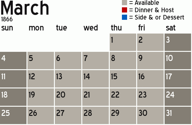 Missionary Dinner Calendar