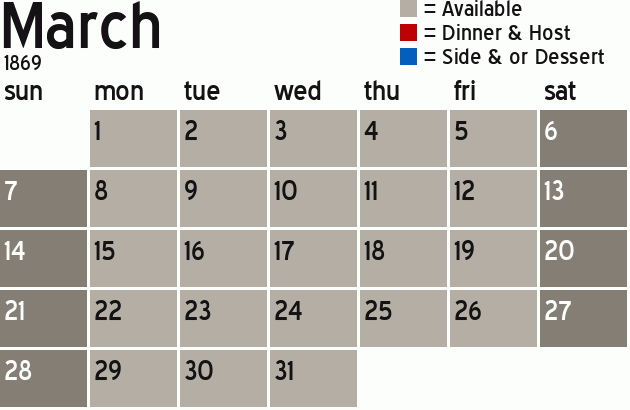 Missionary Dinner Calendar
