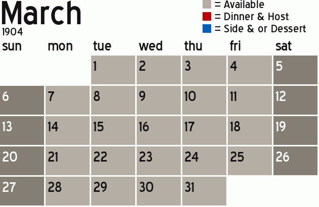 Missionary Dinner Calendar