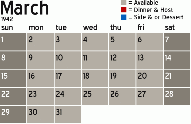 Missionary Dinner Calendar