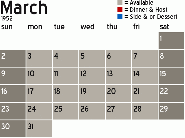 Missionary Dinner Calendar