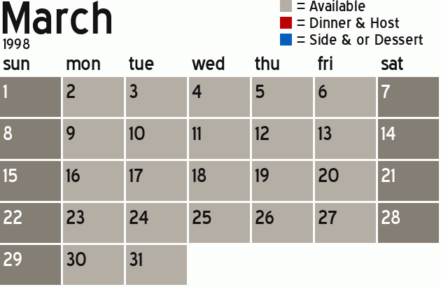 Missionary Dinner Calendar