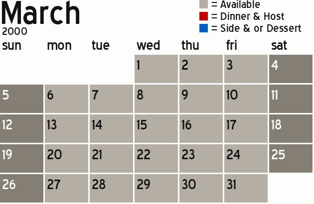 Missionary Dinner Calendar
