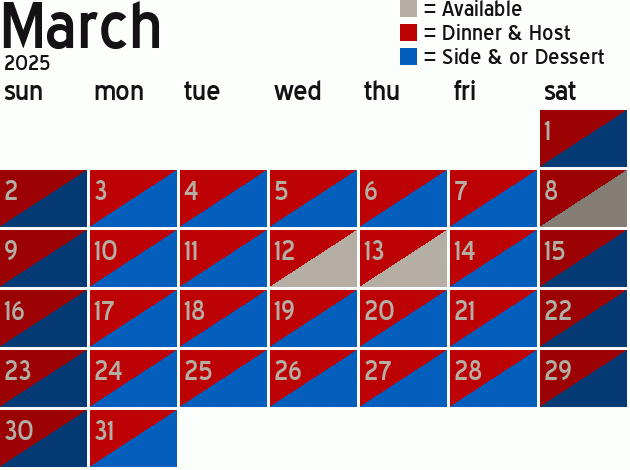 Missionary Dinner Calendar