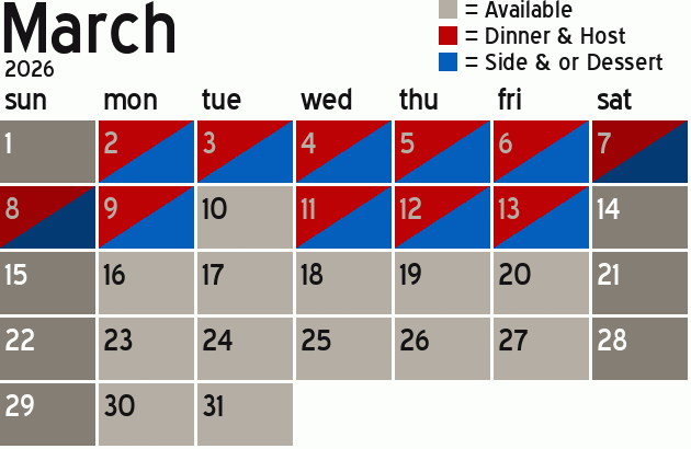 Missionary Dinner Calendar