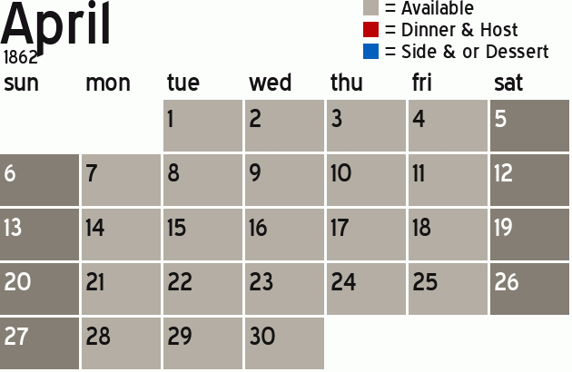 Missionary Dinner Calendar