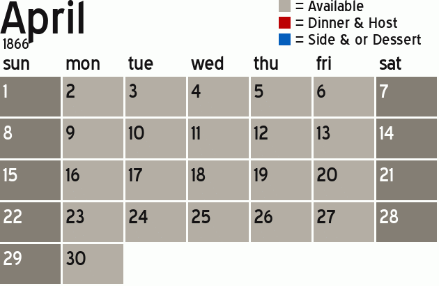 Missionary Dinner Calendar