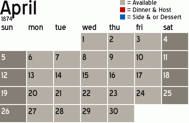 Missionary Dinner Calendar