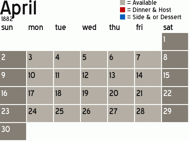 Missionary Dinner Calendar