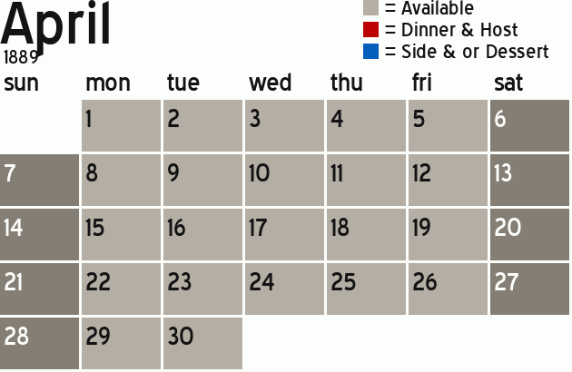 Missionary Dinner Calendar