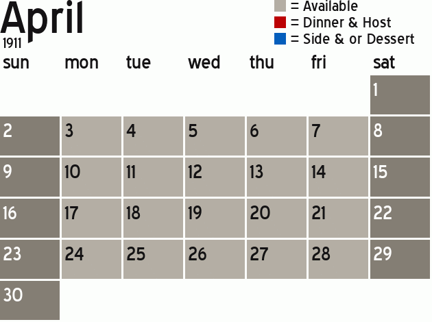 Missionary Dinner Calendar
