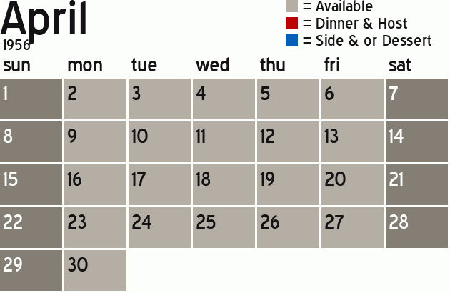 Missionary Dinner Calendar