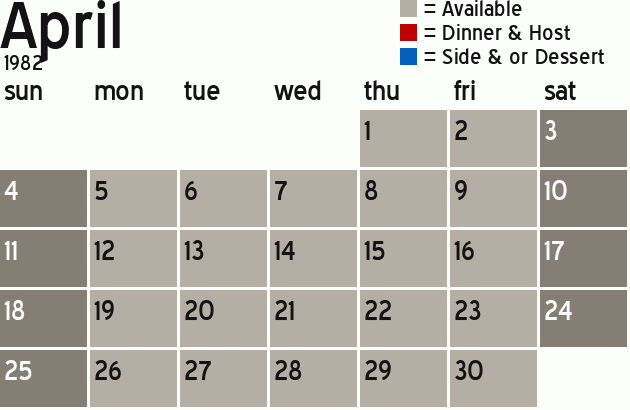 Missionary Dinner Calendar