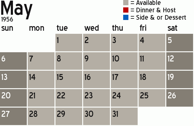 Missionary Dinner Calendar