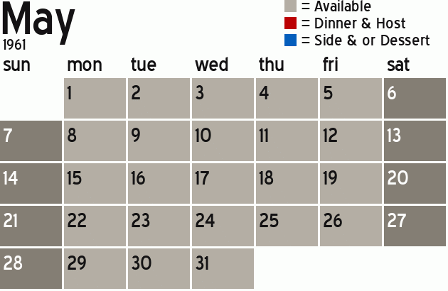 Missionary Dinner Calendar