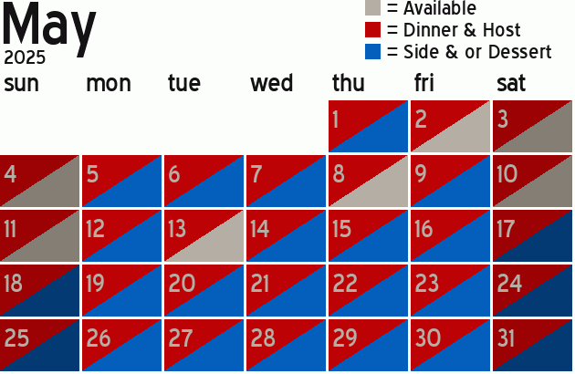 Missionary Dinner Calendar