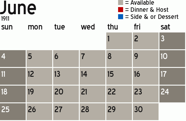 Missionary Dinner Calendar