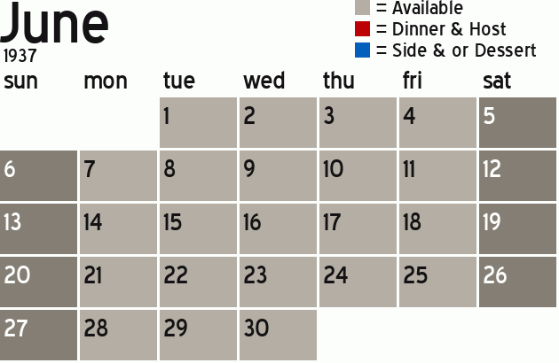 Missionary Dinner Calendar